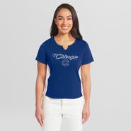 WEAR by Erin Andrews Women's WEAR by Erin Andrews Royal Chicago Cubs Notch Neck Cropped T-Shirt