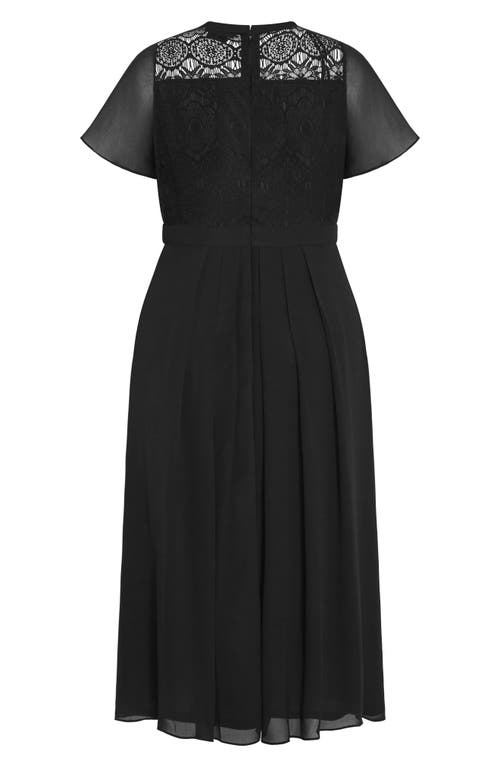 City Chic Niki Lace Bodice Dress In Black