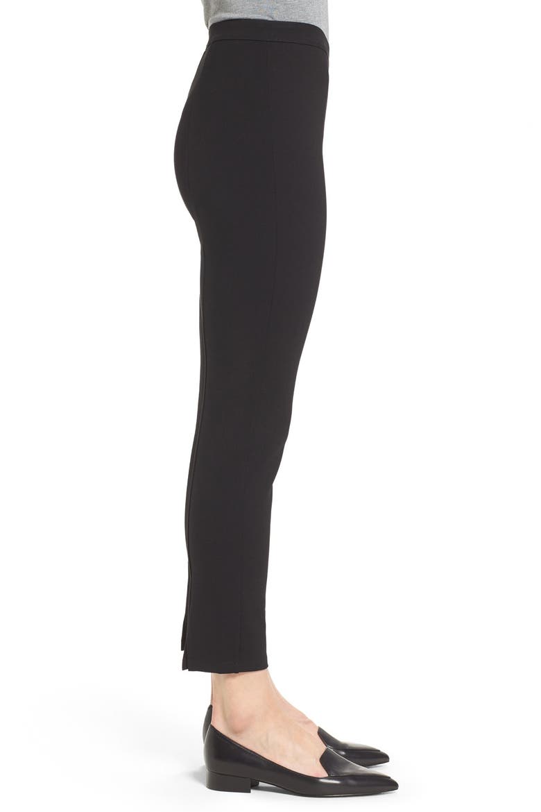 SIDE ZIP PONTE PANT, Alternate, color, BLACK