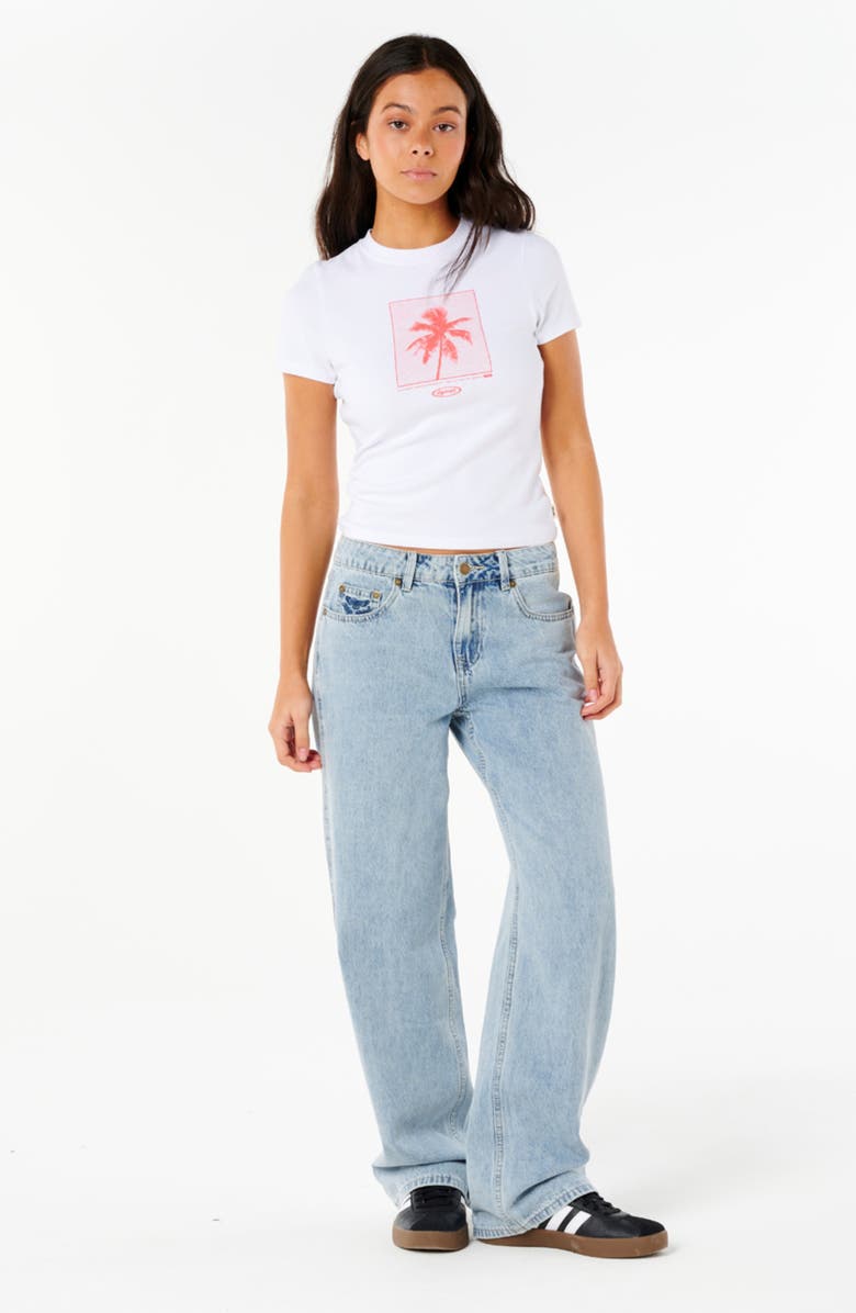 Rip Curl Neon Palm Cotton Graphic Baby Tee, Alternate, color, White