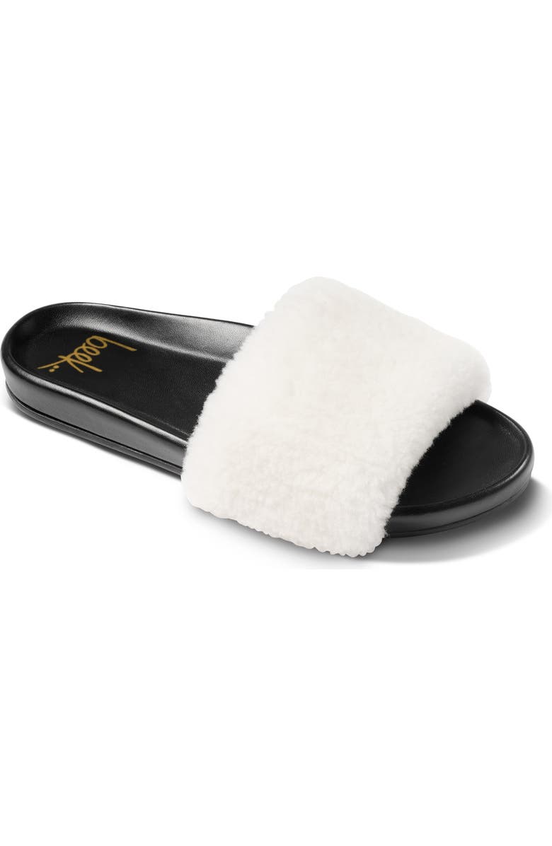 Beek Gallito Más Genuine Shearling Slide Sandal, Main, color, Natural/ Black