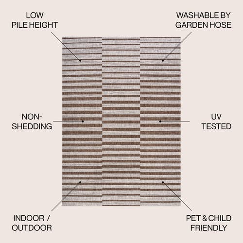 Jonathan Y Sukie Modern Offset Stripe Indoor/outdoor Area Rug In Beige/brown