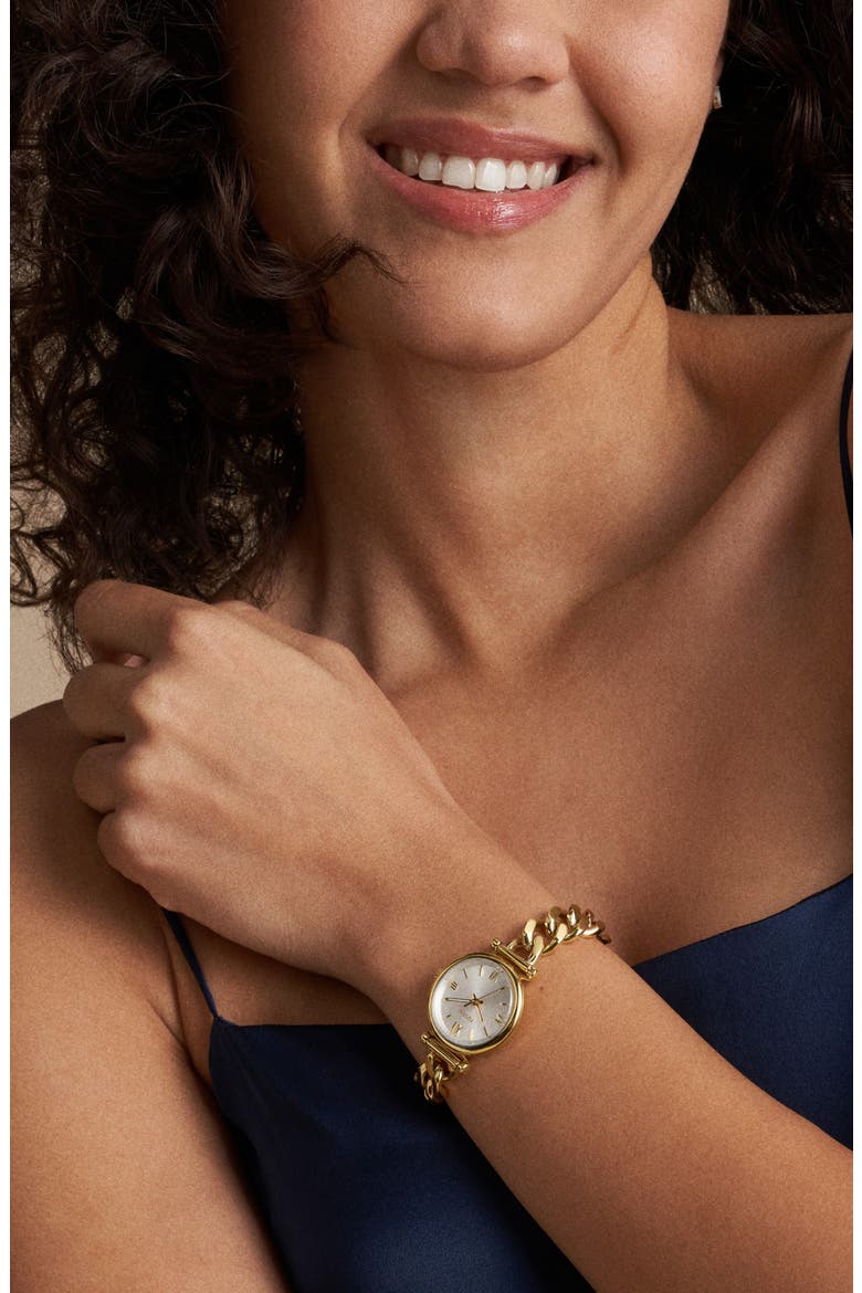 Carlie Mini Bracelet Watch, 28mm, Alternate, color, GOLD