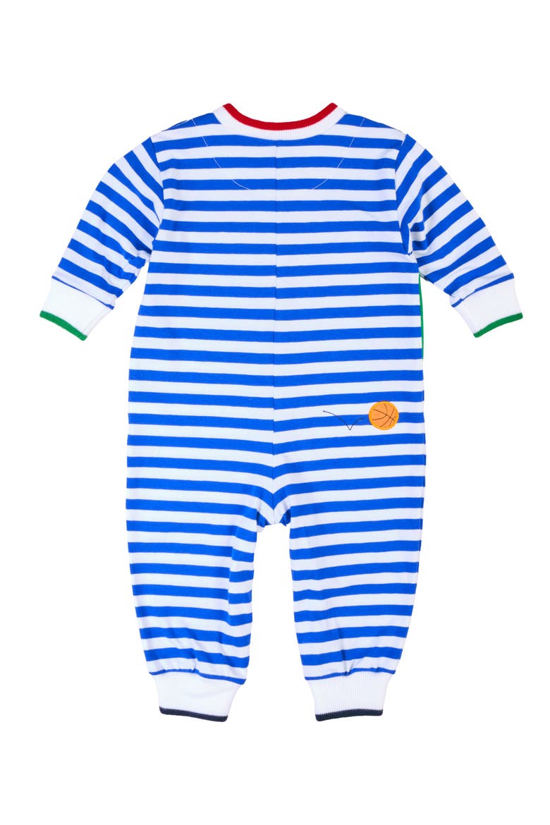 Stripe Knit Longall with Elephant & Basketballs, Alternate, color, Royal & White Stripe