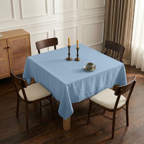 Linen Table Throw, 52 x 52 Inch for Dining Table, Holiday and Everyday Table Decor - Diana Medium Weight