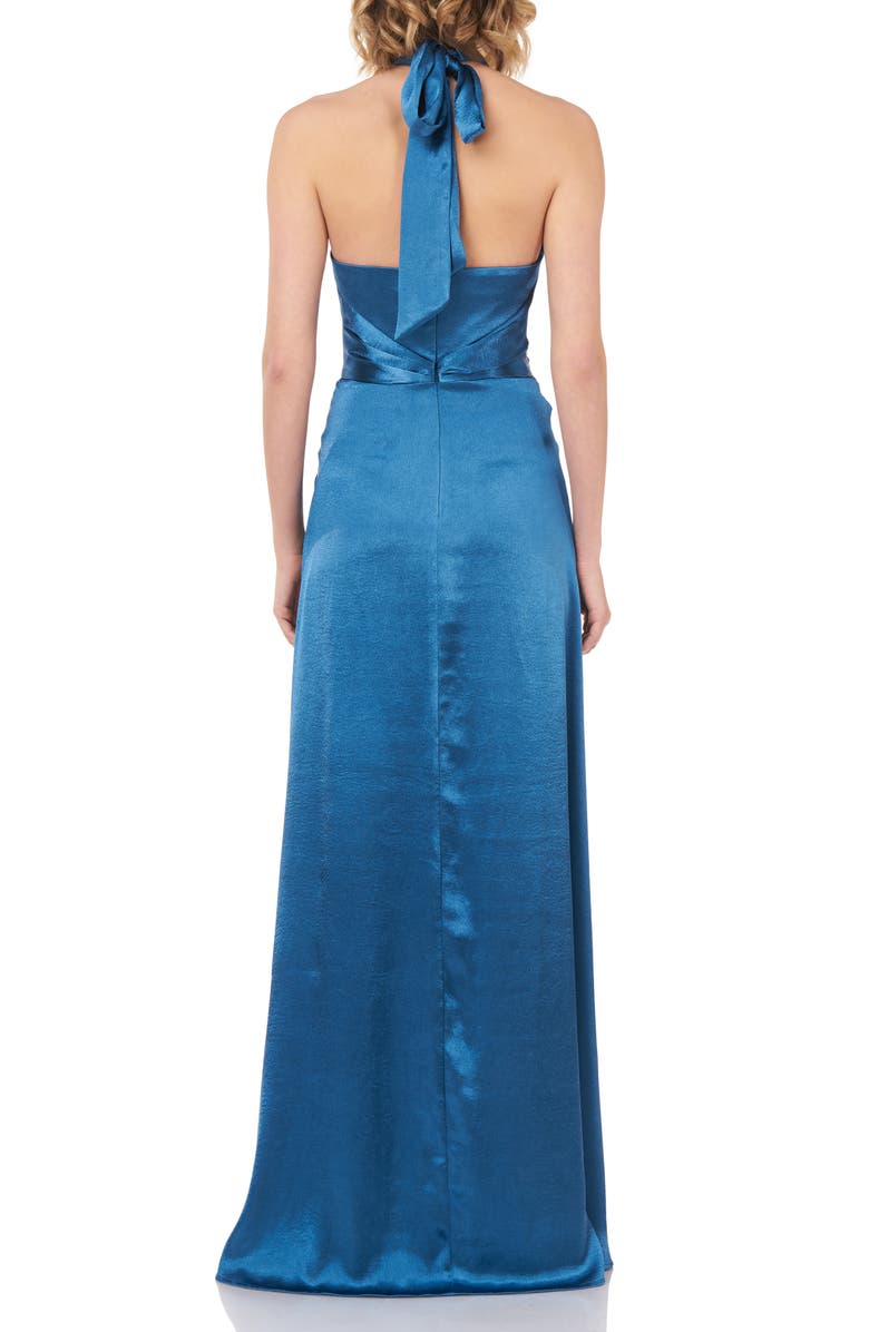 Kay Unger Simone Halter Satin Gown, Alternate, color,
