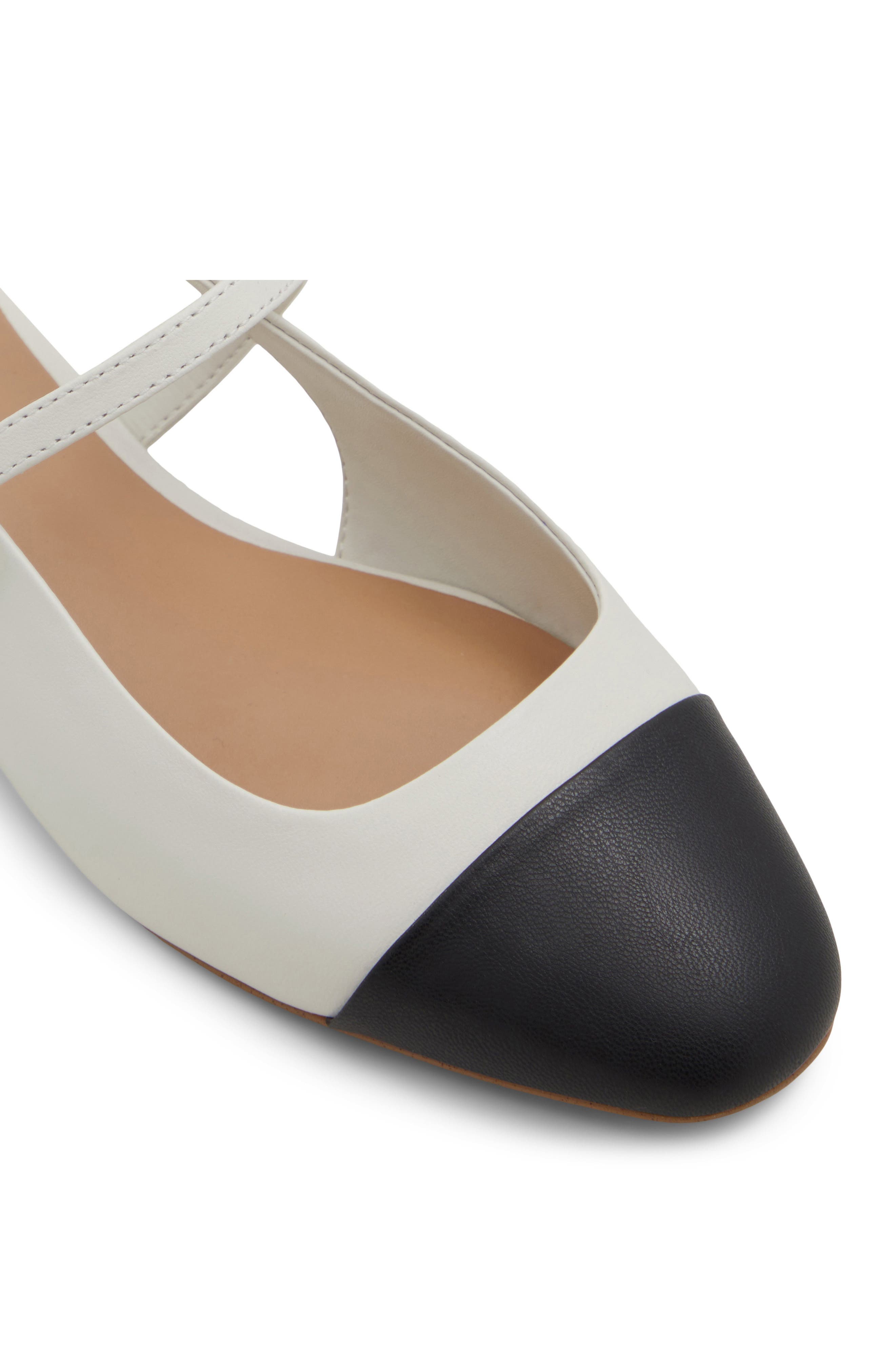 Sadey Slingback Mary Jane Cap Toe Flat, Alternate, color, WHITE/ BLACK