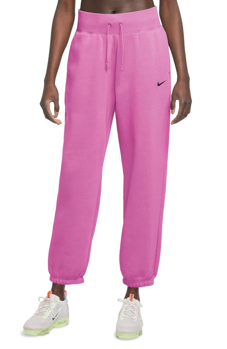 Nike Sportswear Phoenix High Waist Fleece Sweatpants, Main, color, Playful Pink/ Black