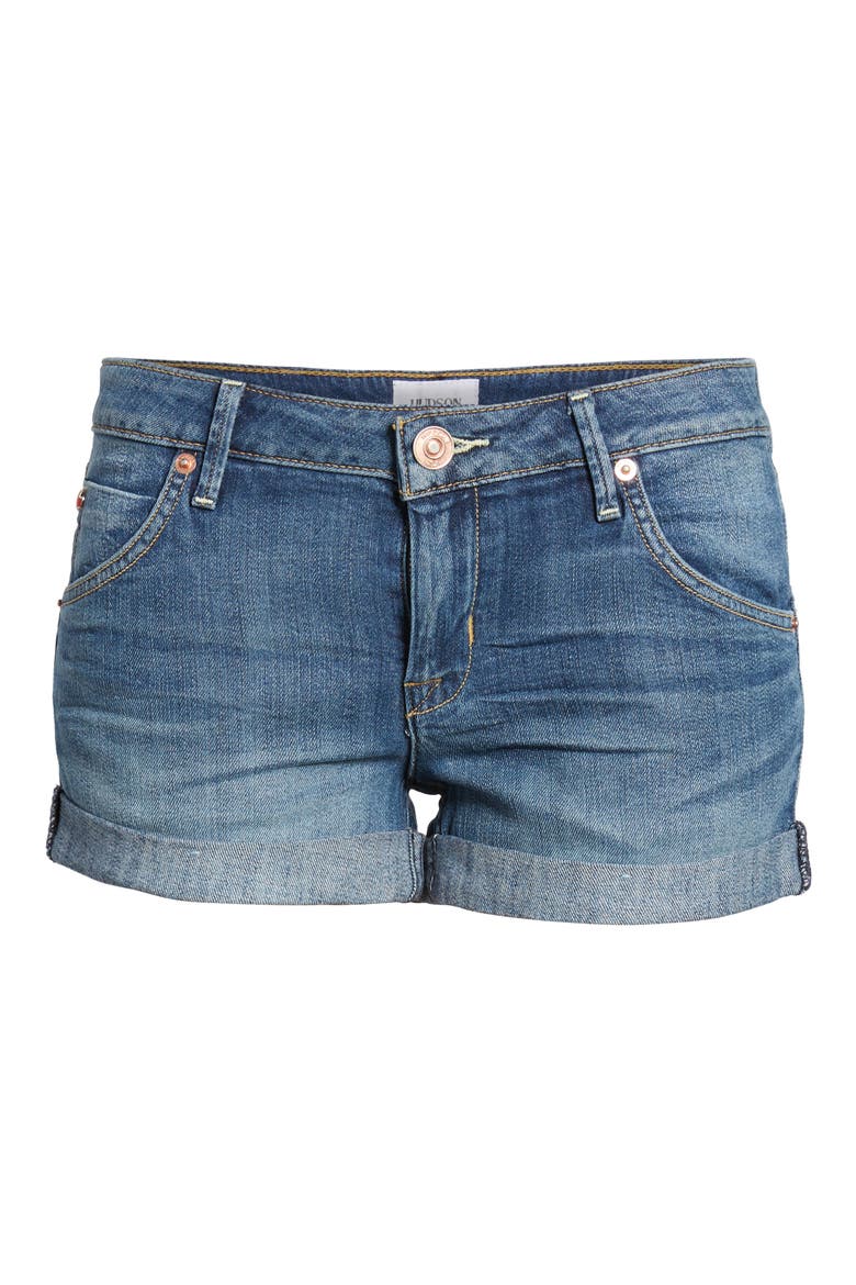 Cuff Denim Shorts, Main, color, HACKNEY
