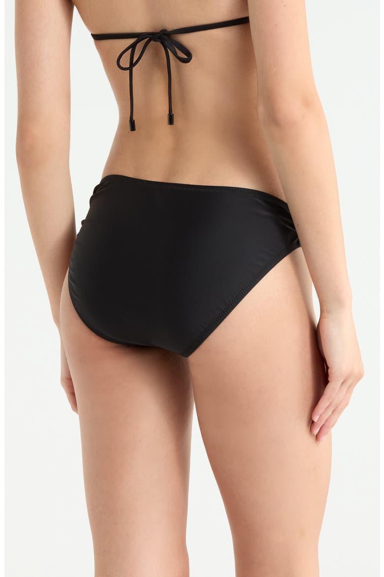 Side Shirred Hipster Bikini Bottoms, Alternate, color, BLACK