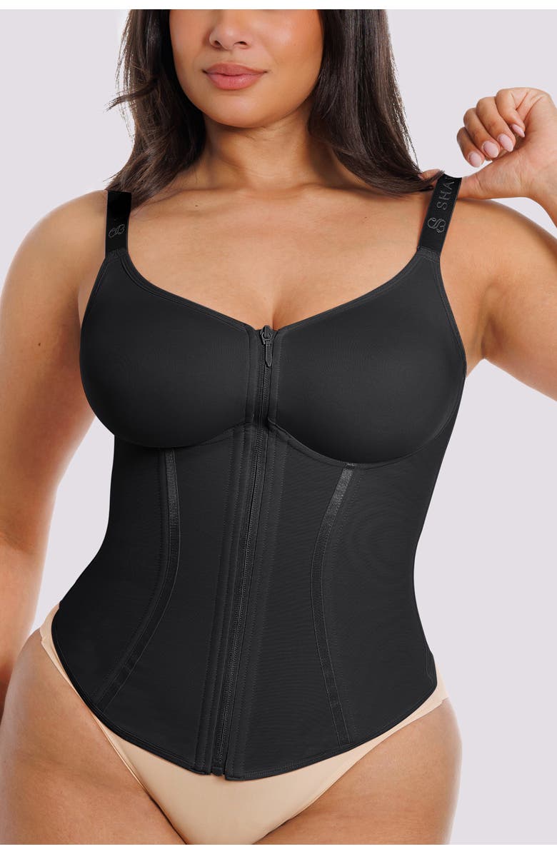 Shapellx NeoSweat AirSlim Tummy Control Corset Top, Main, color, Black