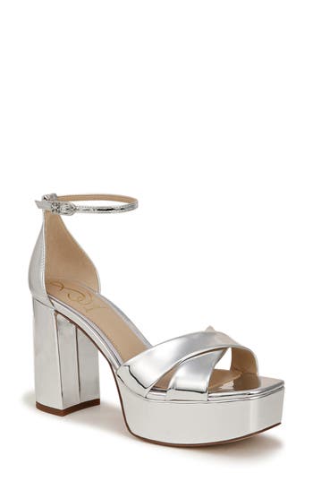 Sam Edelman Jullian Ankle Strap Platform Sandal In Silver