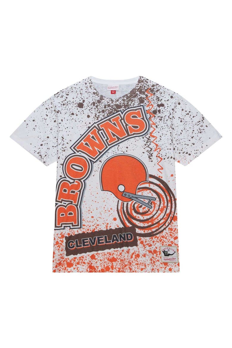Men's Mitchell & Ness White Cleveland Browns Team Burst Sublimated T-Shirt, Alternate, color, White
