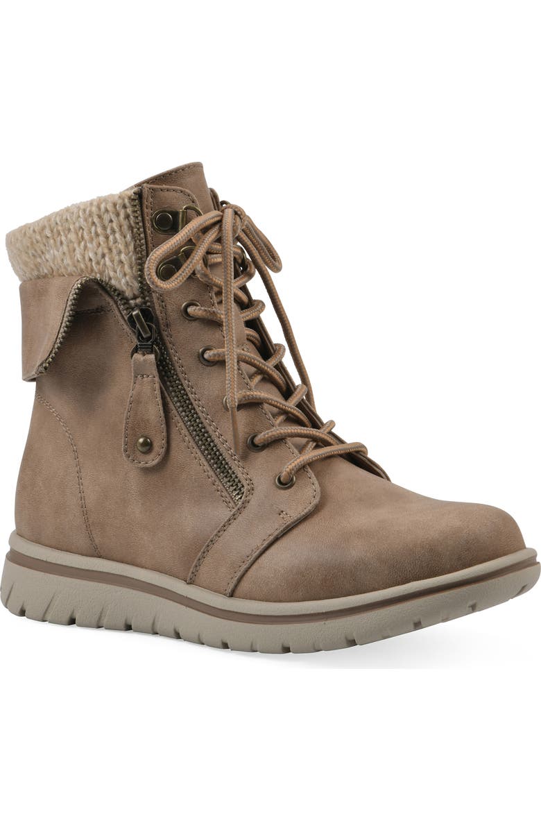 CLIFFS BY WHITE MOUNTAIN Hope Lace-Up Boot, Main, color, Natural Fabric