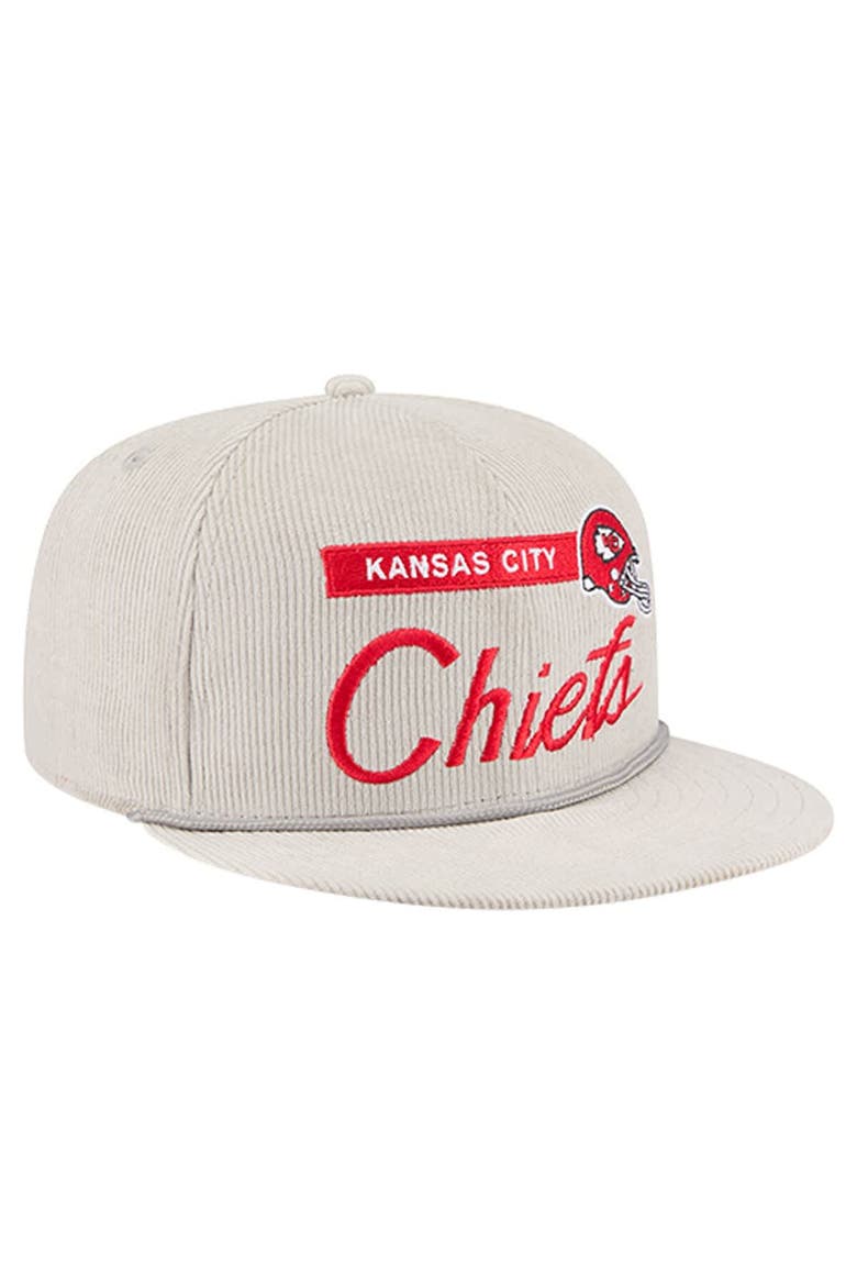Men's New Era Gray Kansas City Chiefs Cord Rope Corduroy 9FIFTY Snapback Hat, Alternate, color, Gray