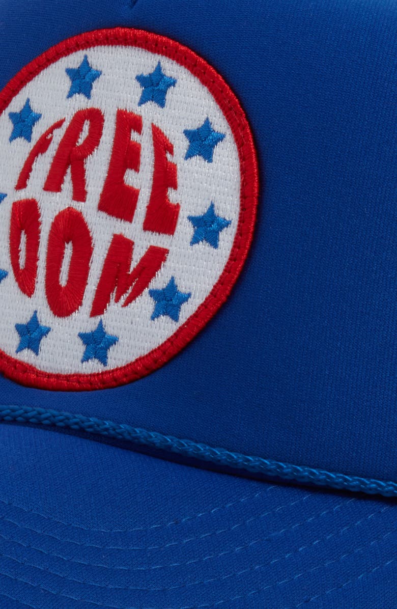 Friday Feelin’ Freedom Patch Trucker Hat, Alternate, color, Royal