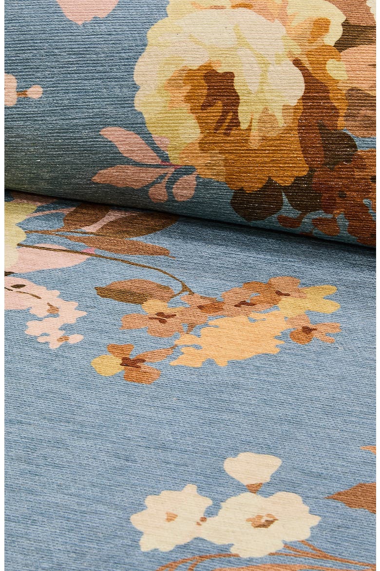 Slate Wild Rose Washable Rug, Alternate, color, BLUE