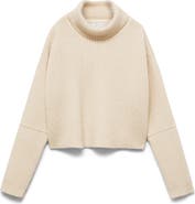MANGO Tappeito Turtleneck Cotton & Wool Rib Sweater