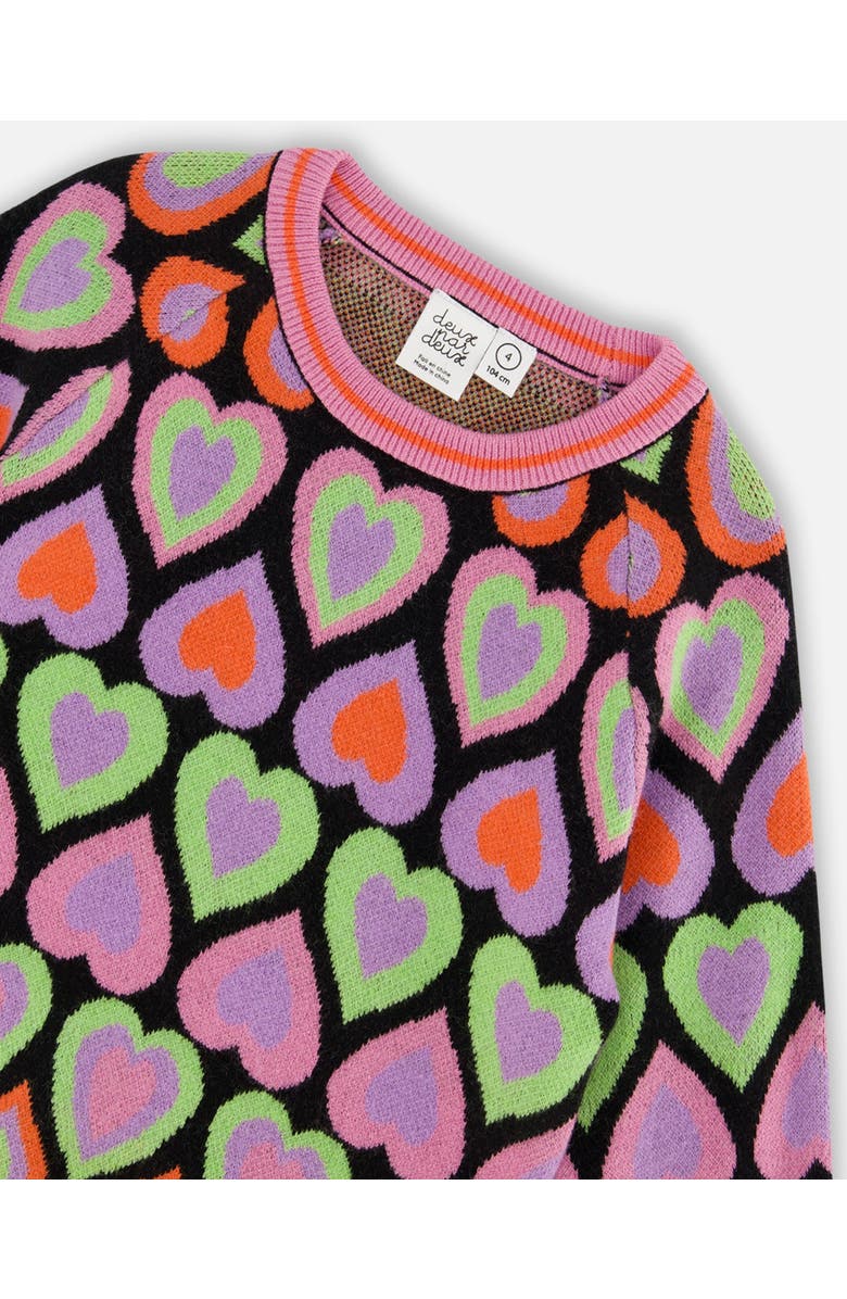 Deux par Deux Girl's Jacquard Hearts Sweater Multicolor, Alternate, color, 