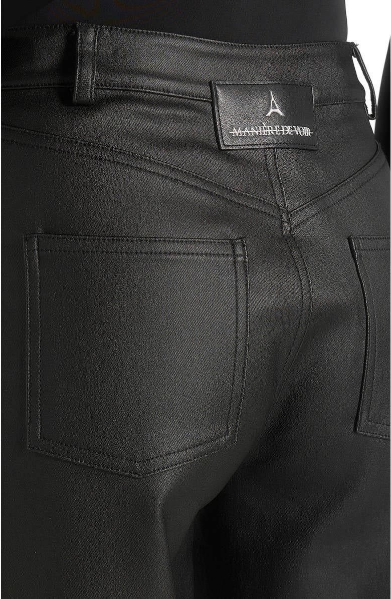 Manière De Voir Jana Wax Effect Denim Boyfriend Jeans, Alternate, color, Black