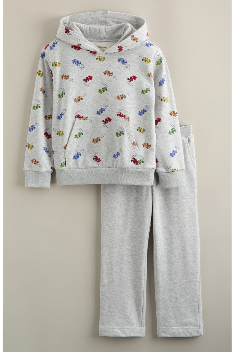 Kids' Kids' Print Sweatshirt & Sweatpants Set, Main, color, GREY LT HTR RACE CARS- GREY