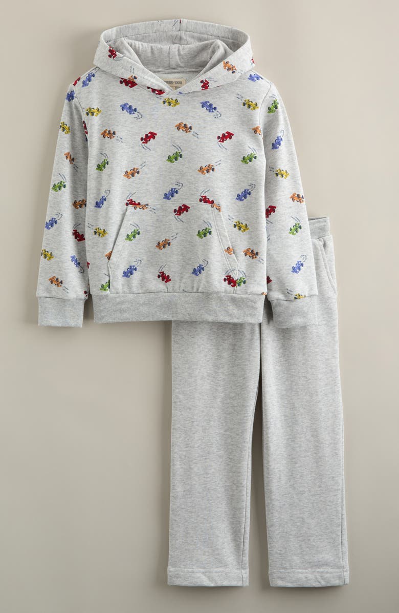 Tucker + Tate Kids' Kids' Print Sweatshirt & Sweatpants Set, Main, color, Grey Light Heather Race Cars