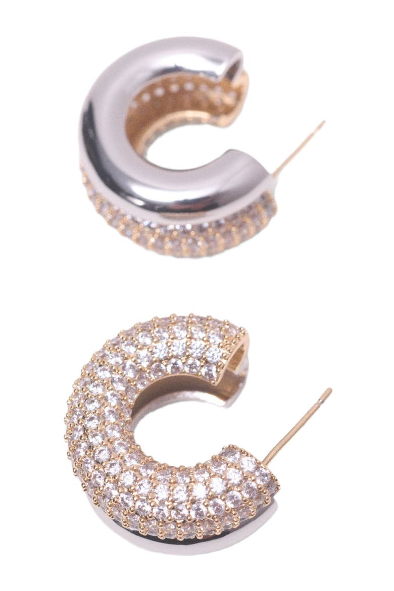 Rhinestone earrings, Alternate, color, Golden / silver