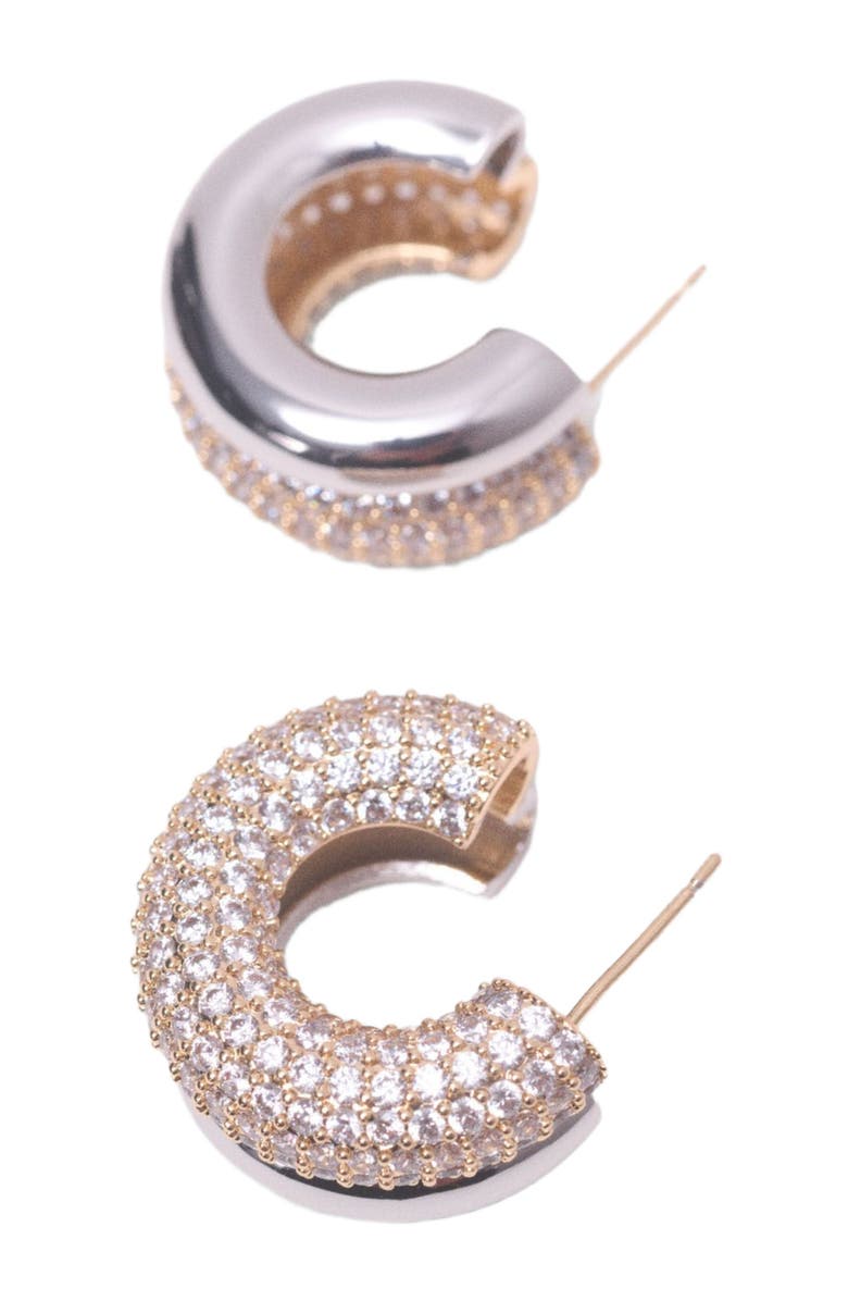 maje Rhinestone earrings, Alternate, color, Gold Silver