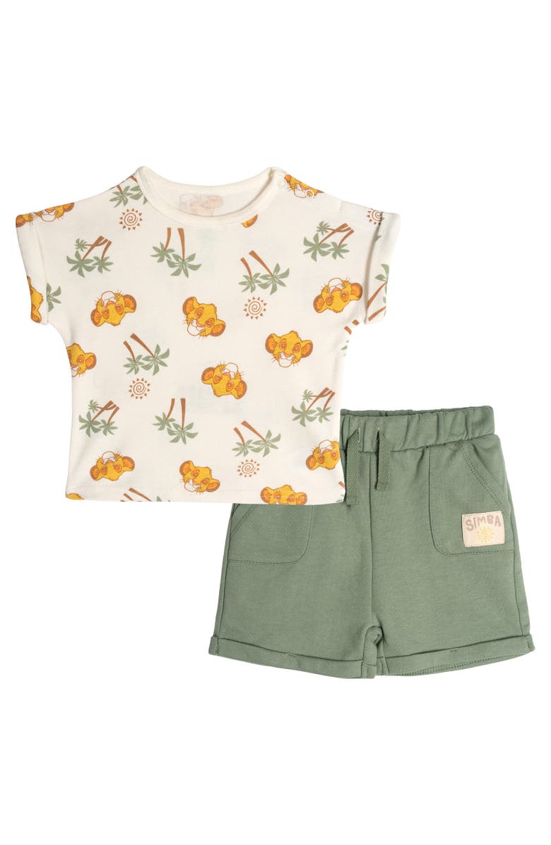 Disney Lion King Simba Baby Boys' French Terry 2-Piece T-Shirt and Shorts Set, Main, color, Simba Cream Sage