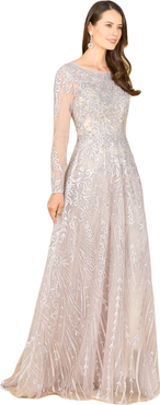 LARA New York Long Sleeve High Neck Gown