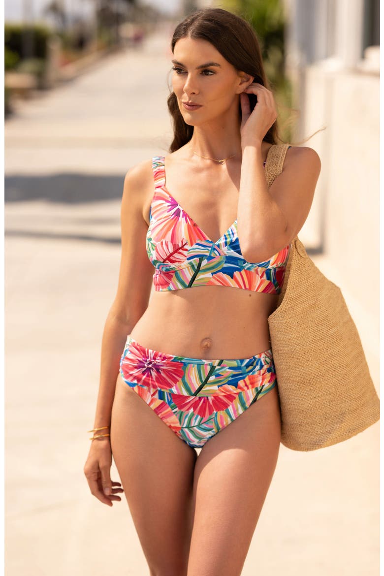 Cecile Mid Tank Bikini Top, Alternate, color, BLUE MULTI