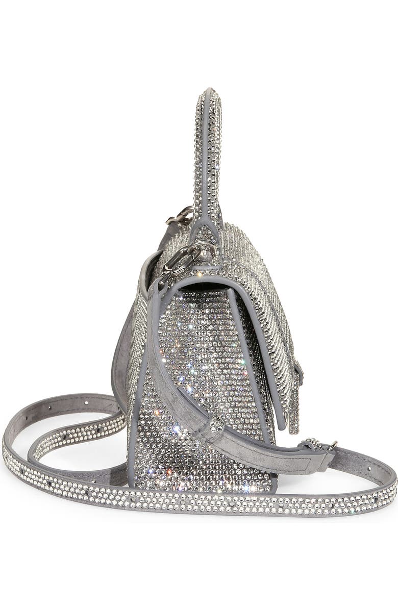 Balenciaga Extra Small Hourglass Crystal & Suede Top Handle Bag, Alternate, color,