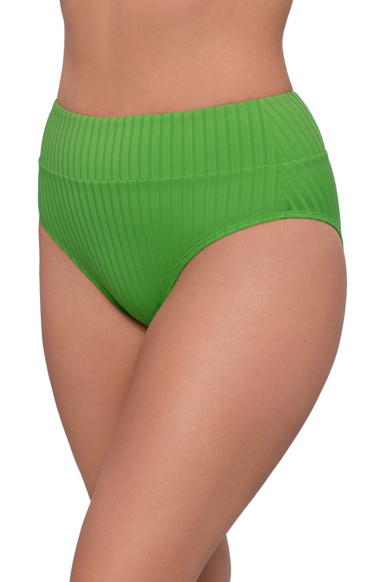 S3 Ribbed Banded High Waist Swim Bottoms, Alternate, color, Serpentine