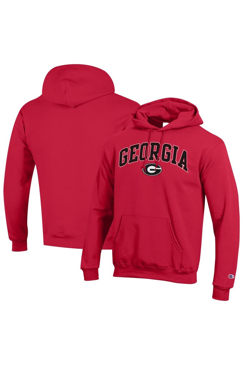 Men's Champion  Red Georgia Bulldogs Arch Over Logo Pullover Hoodie, Alternate, color, Red