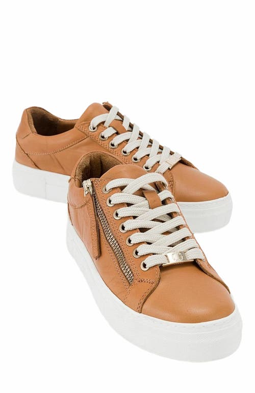 Forever & Always Shoes Beryl Leather Zip Sneaker in Cognac Brown Leather at Nordstrom, Size 9.5