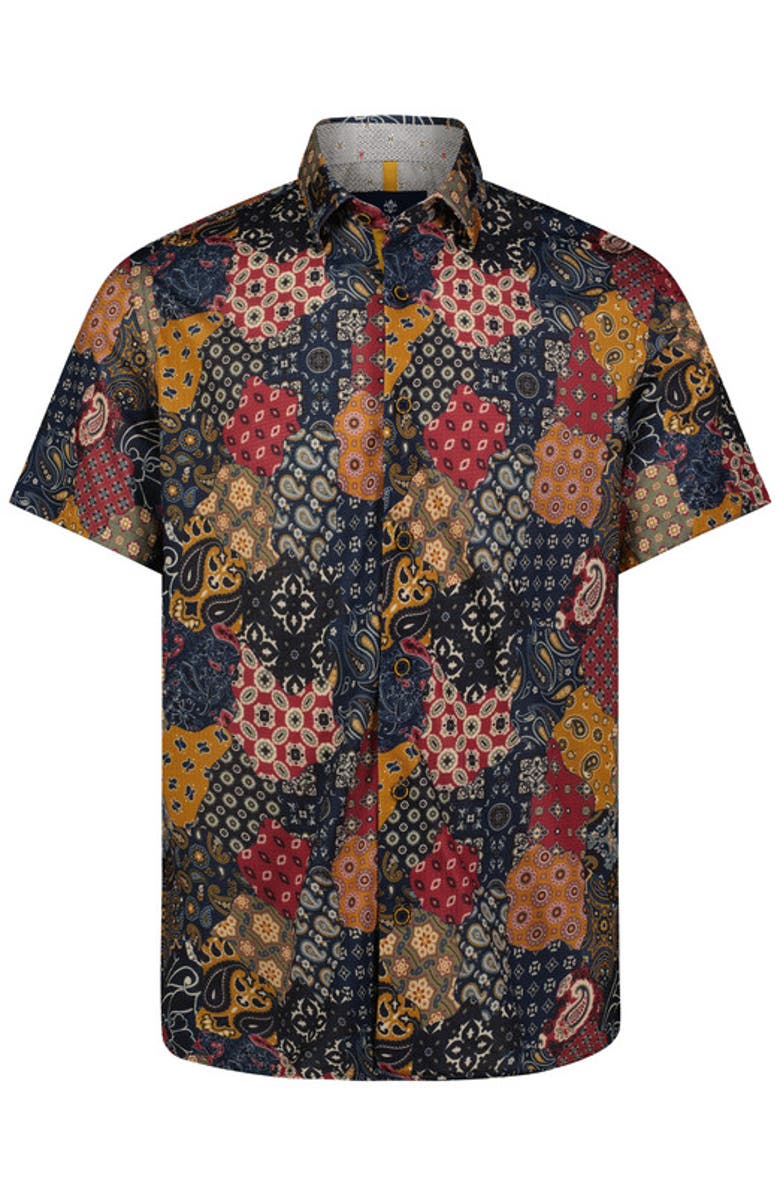 Luchiano Visconti Paisley Print Short Sleeve Shirt, Main, color, 