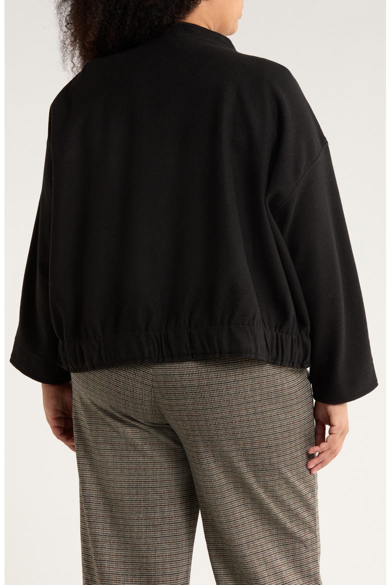 Brushed Knit Crop Bomber Jacket, Alternate, color, BLACK
