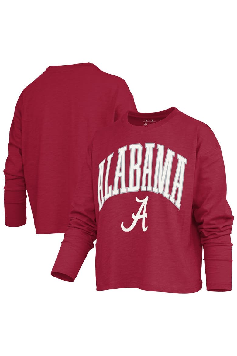 Women's Pressbox Crimson Alabama Crimson Tide Motley Boxy Waist-Length Long Sleeve T-Shirt, Main, color, Crimson