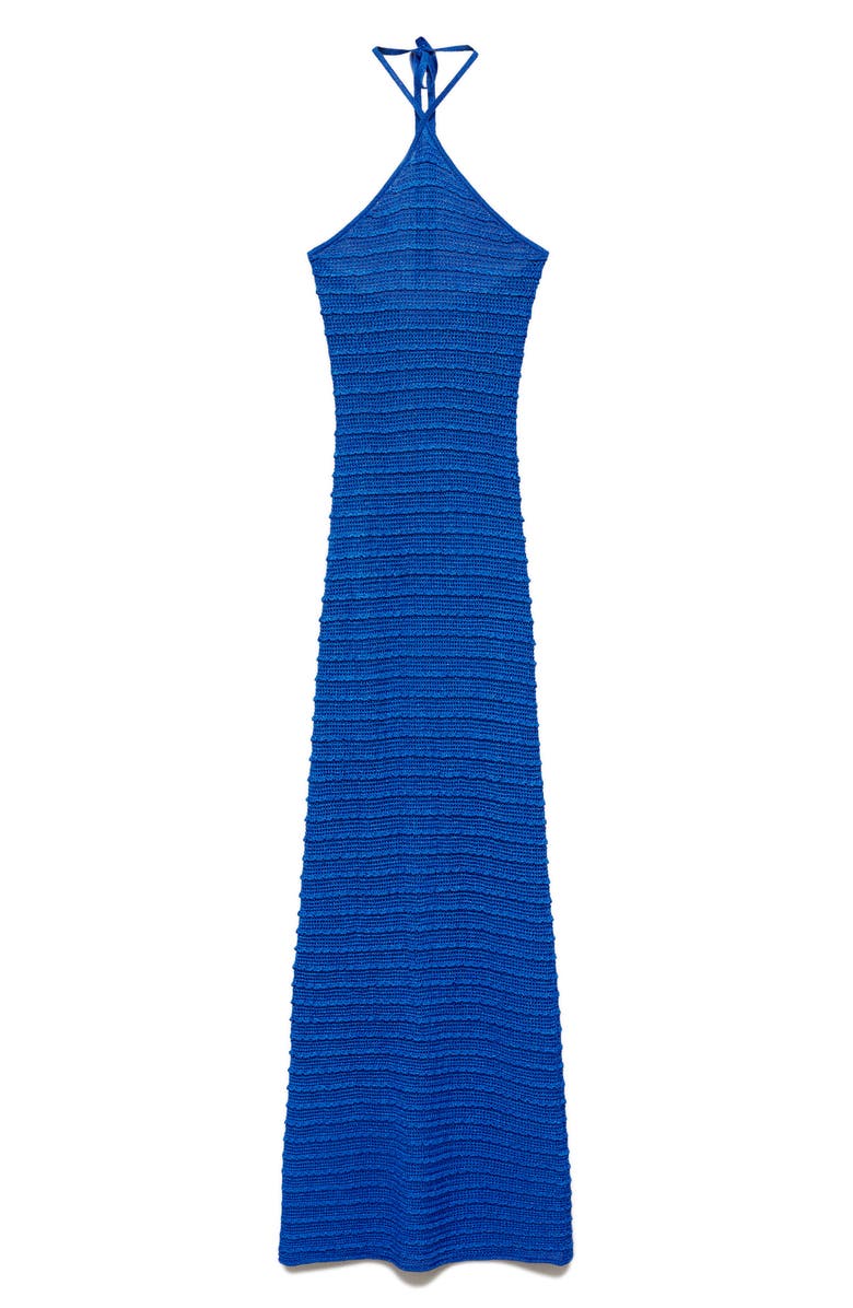 MANGO Metallic Textured Knit Halter Dress, Alternate, color,