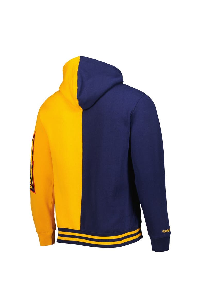 Mitchell & Ness Men's Mitchell & Ness Navy/Gold Golden State Warriors Hardwood Classics Split Pullover Hoodie, Alternate, color, 