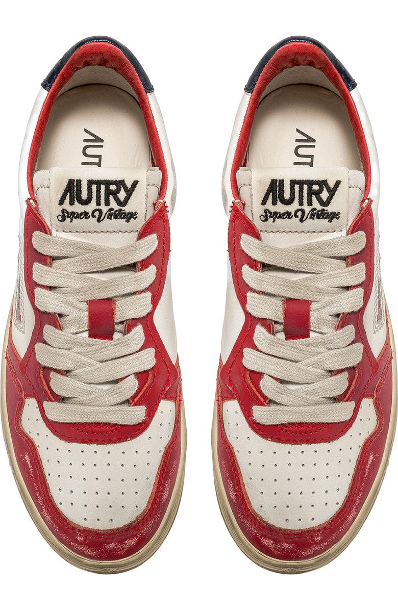 AUTRY Super Vint Low Top Sneaker, Alternate, color, White/ Blue/ Red Leather