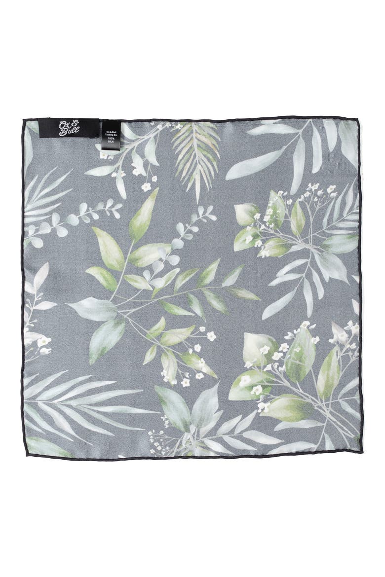 Leaf Watercolor Silk Pocket Square, Alternate, color, GREEN