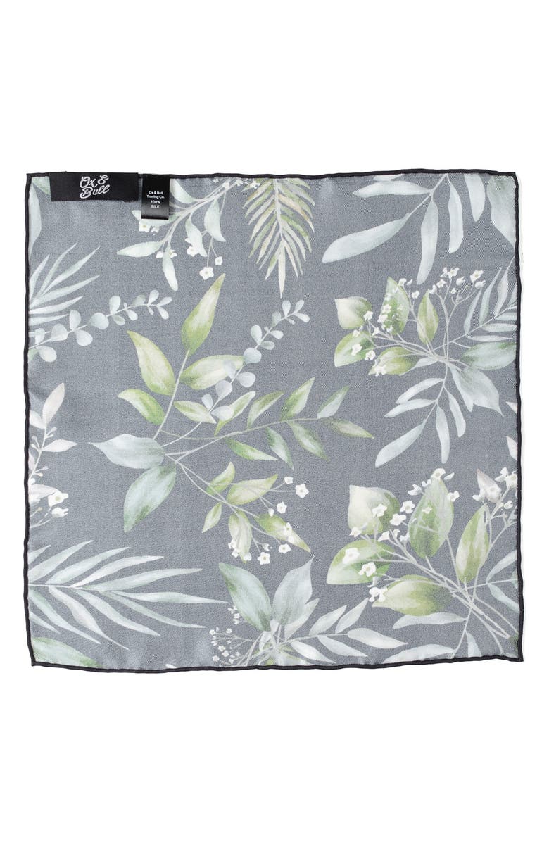 Cufflinks, Inc. Leaf Watercolor Silk Pocket Square, Alternate, color, Green