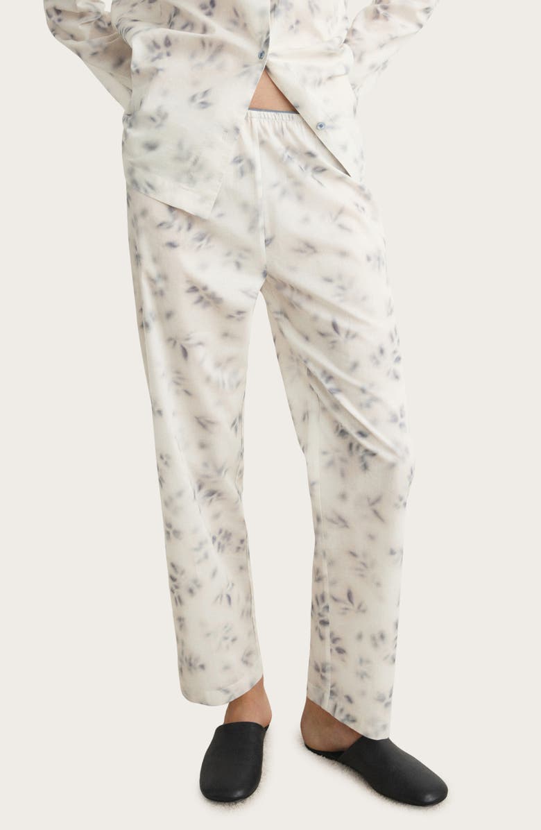 MANGO Watercolor Print Cotton Pajama Pants, Main, color, 