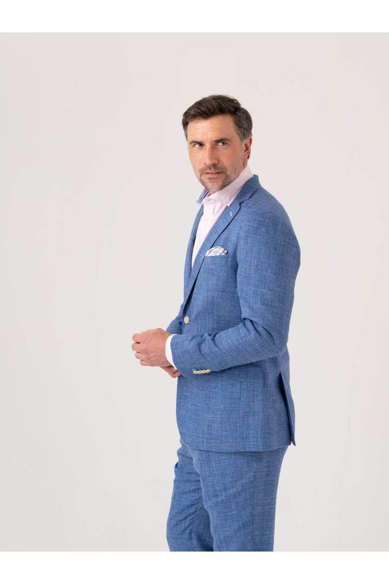 Linen Blend Blazer, Alternate, color, Blue