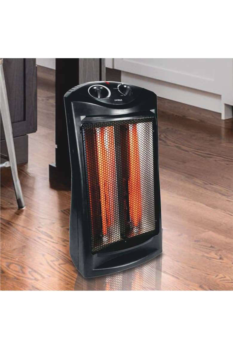 Fan Forced Tower Quartz Heater with Thermostat, Alternate, color, Black