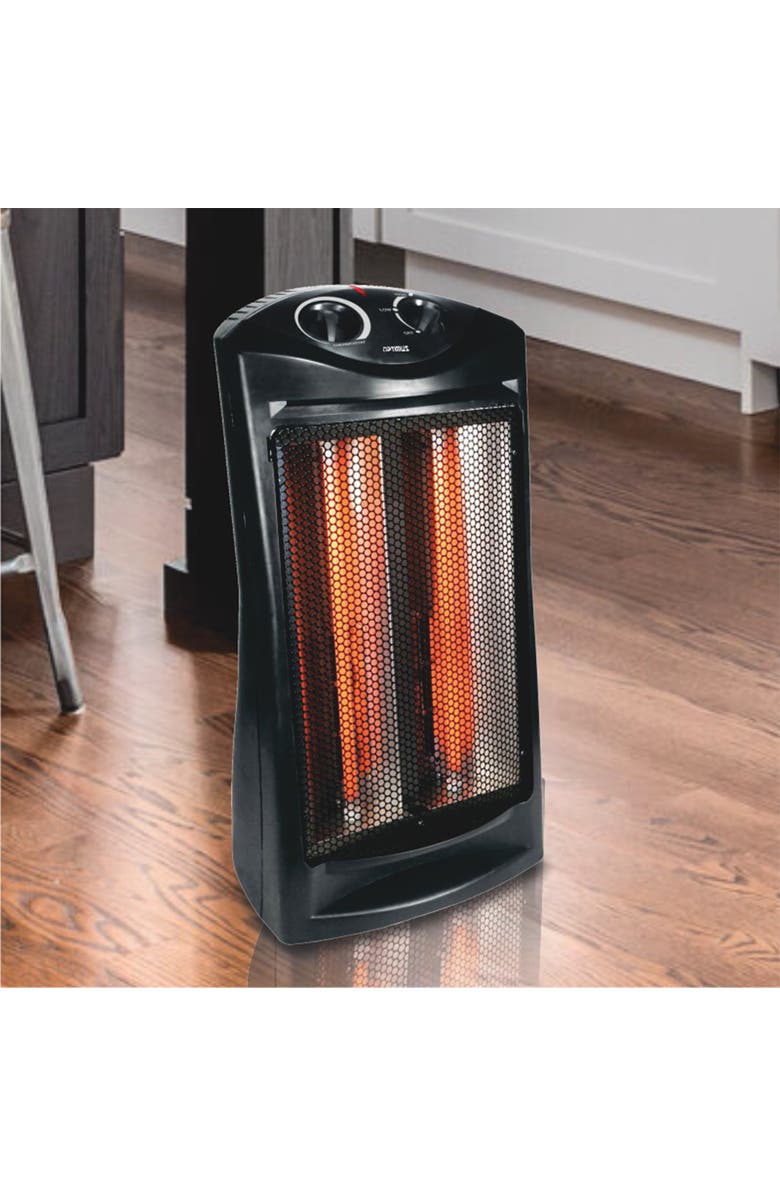 Optimus Fan Forced Tower Quartz Heater with Thermostat, Alternate, color, Black
