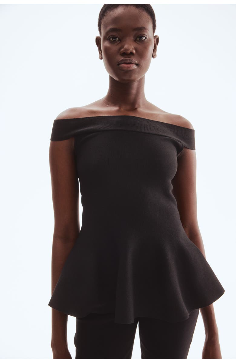 H&M Off-the-shoulder Peplum Top, Main, color, Black