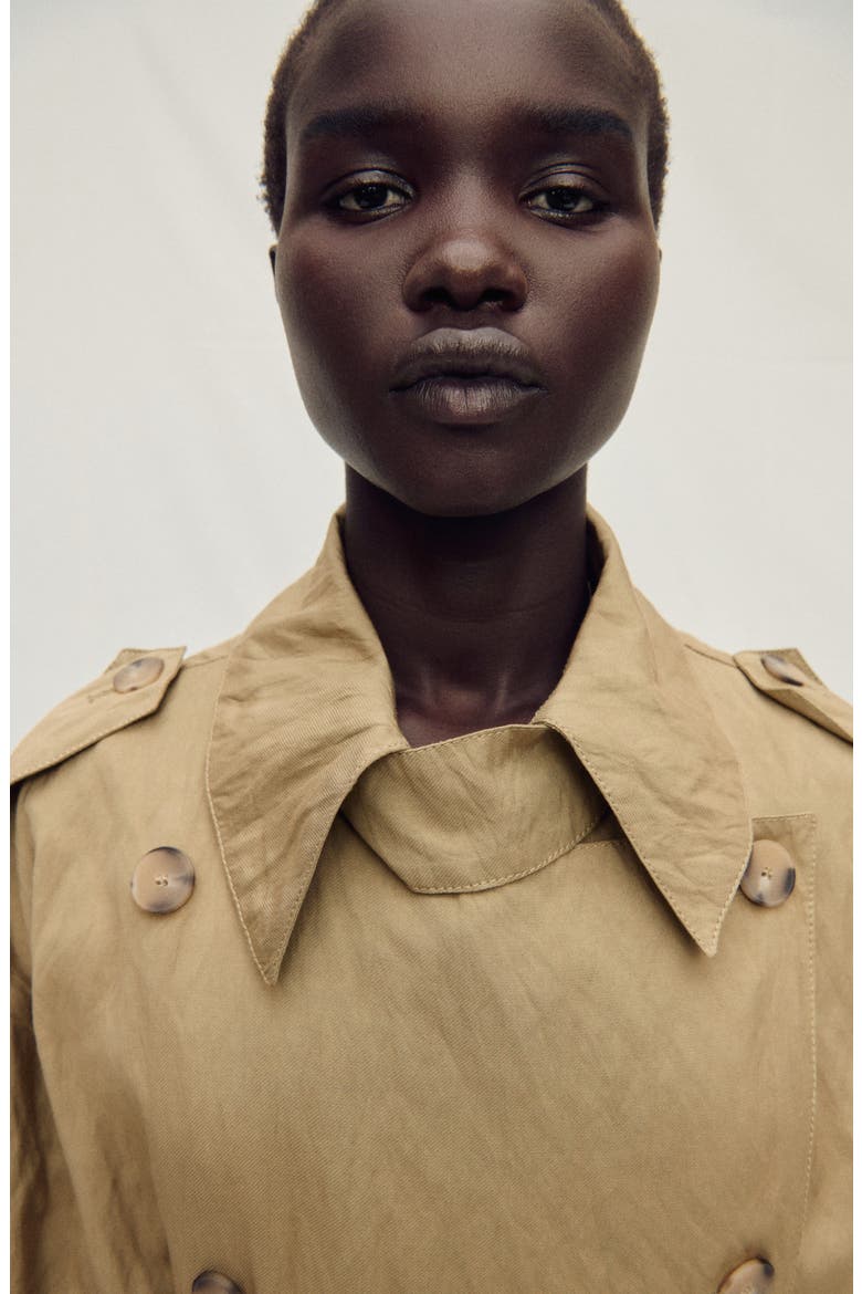Wrinkled Oversized Belted Trench Coat, Alternate, color, MEDIUM BROWN