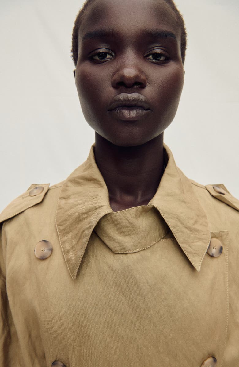 MANGO Wrinkled Oversized Belted Trench Coat, Alternate, color,